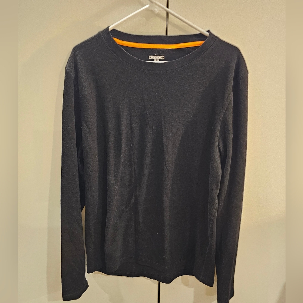 Omni Wool Mens XXL Black Wool Long Sleeve Top